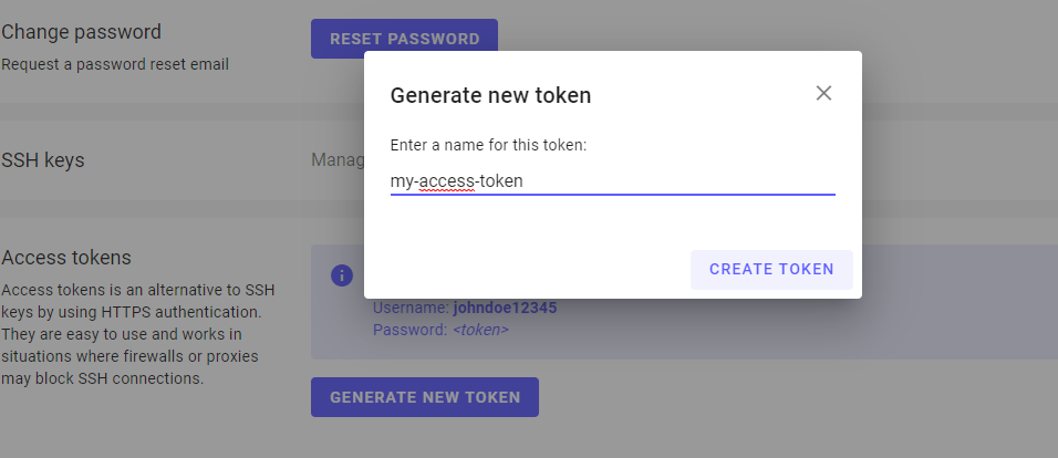 Manage access tokens