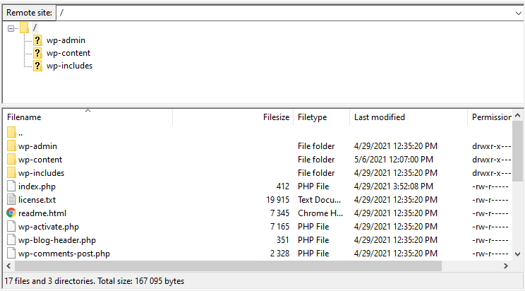 SFTP folder view